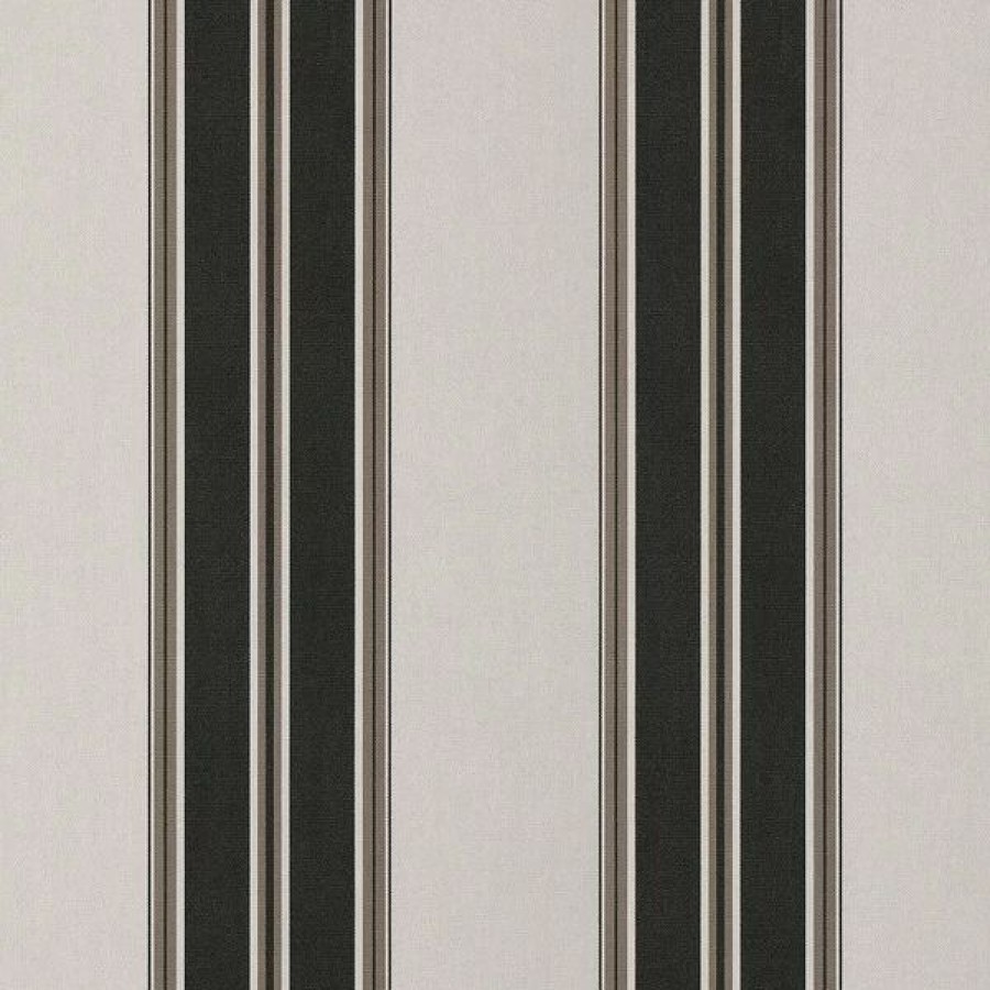 Outdoor Living Fabric * | Sunbrella Awning Stripe 4946-0000 Black/Taupe Fancy 46 Fabric