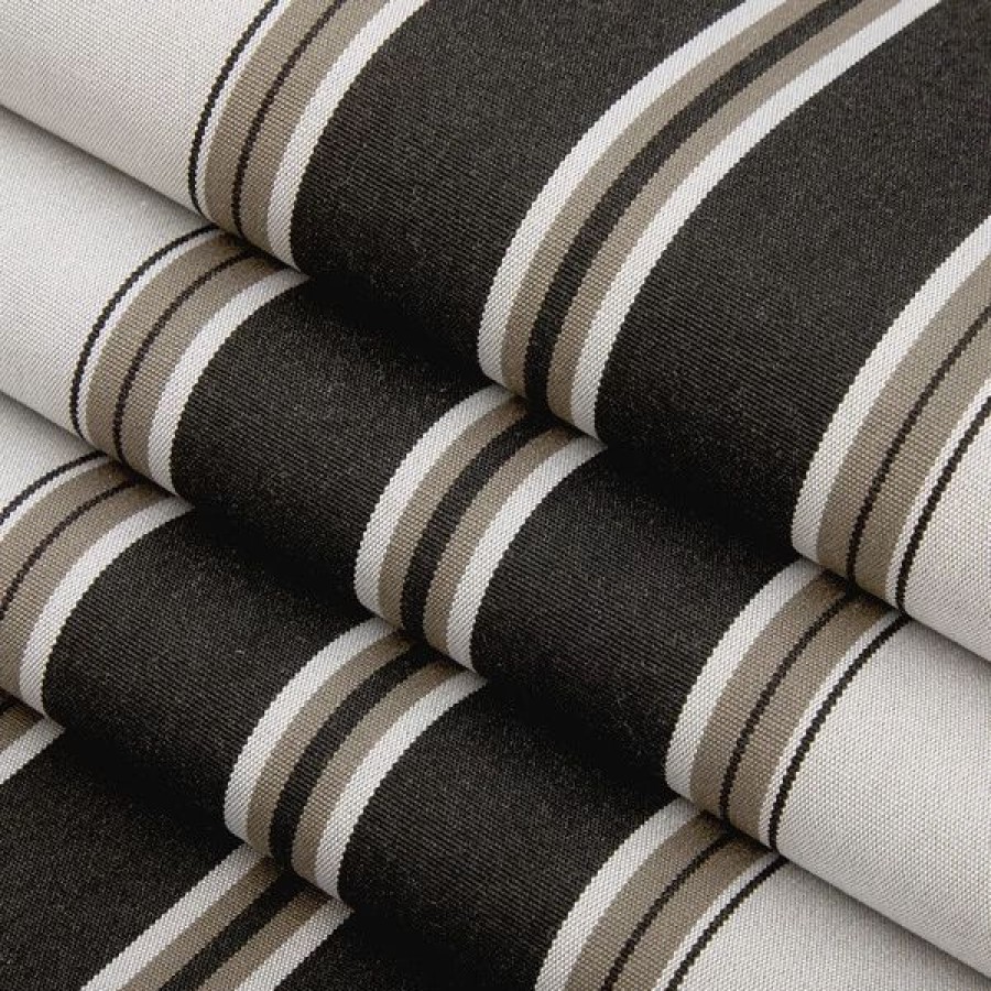 Outdoor Living Fabric * | Sunbrella Awning Stripe 4946-0000 Black/Taupe Fancy 46 Fabric