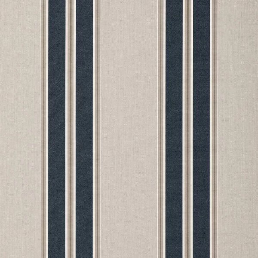 Outdoor Living Fabric * | Sunbrella Awning Stripe 4916-0000 Navy/Taupe Fancy 46 Fabric