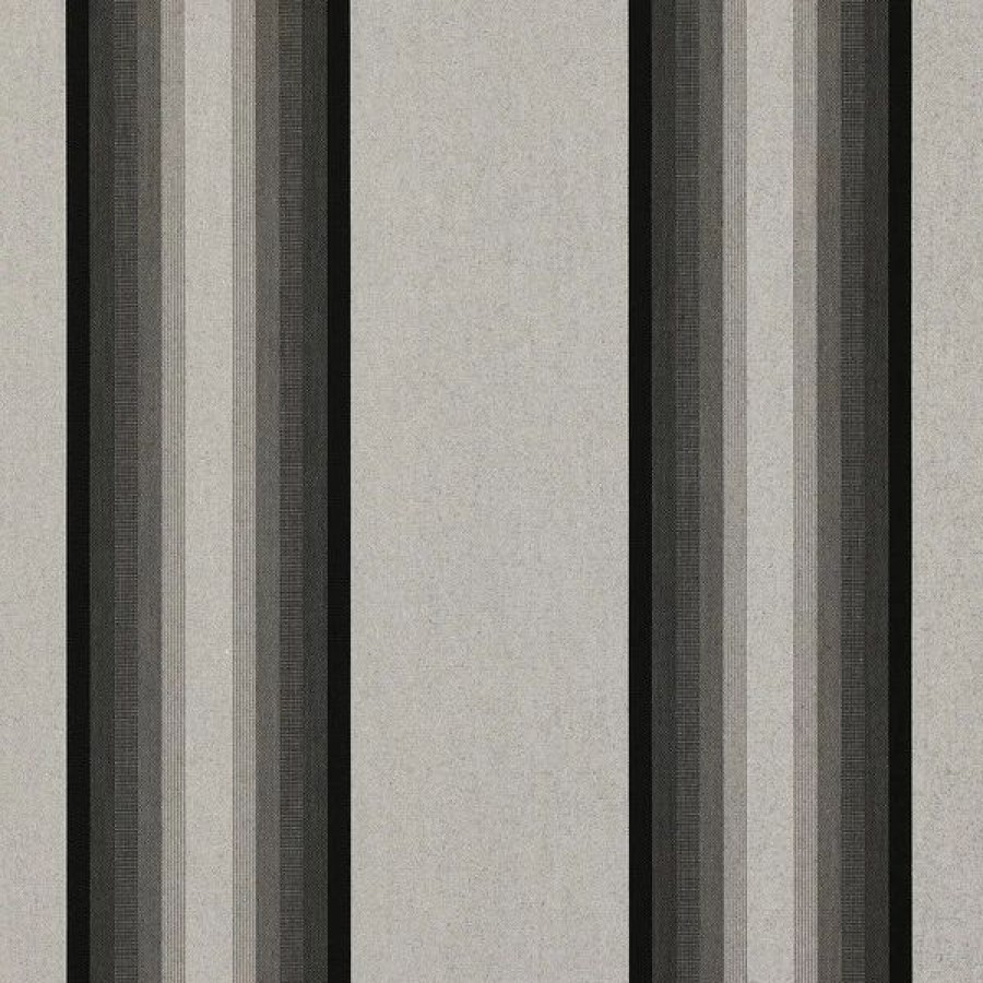 Outdoor Living Fabric * | Sunbrella Awning Stripe 4799-0000 Grey/Black/White 46 Fabric