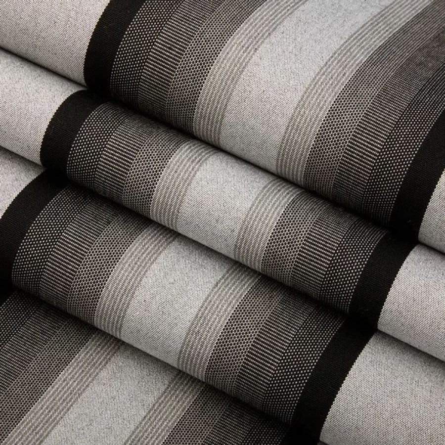 Outdoor Living Fabric * | Sunbrella Awning Stripe 4799-0000 Grey/Black/White 46 Fabric