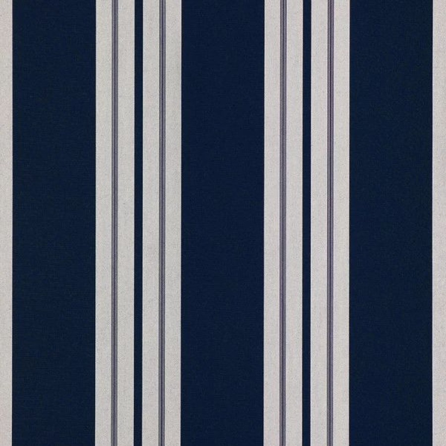 Outdoor Living Fabric * | Sunbrella Awning Stripe 4902-0000 Captain Navy/Natural Classic 46 Fabric