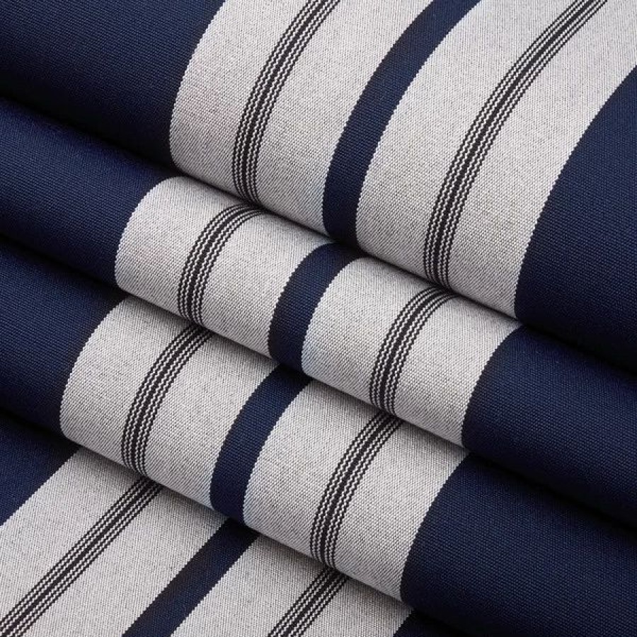 Outdoor Living Fabric * | Sunbrella Awning Stripe 4902-0000 Captain Navy/Natural Classic 46 Fabric