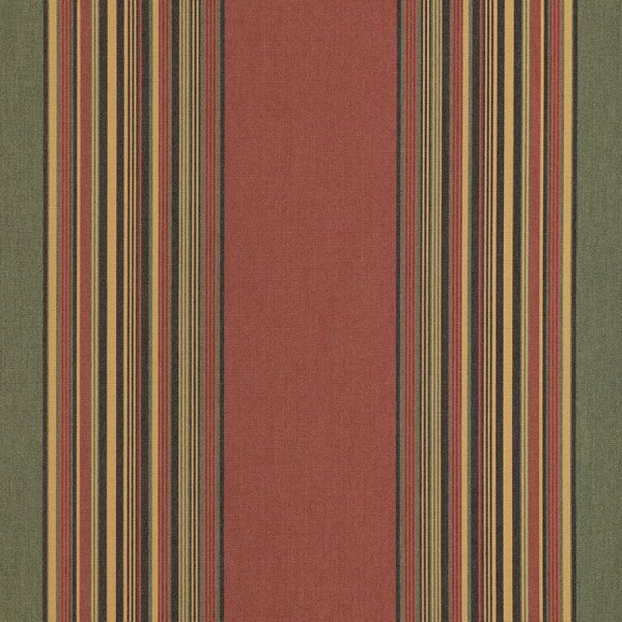 Outdoor Living Fabric * | Sunbrella Awning Stripe 4969-0000 Henna Fern Vintage 46 Fabric