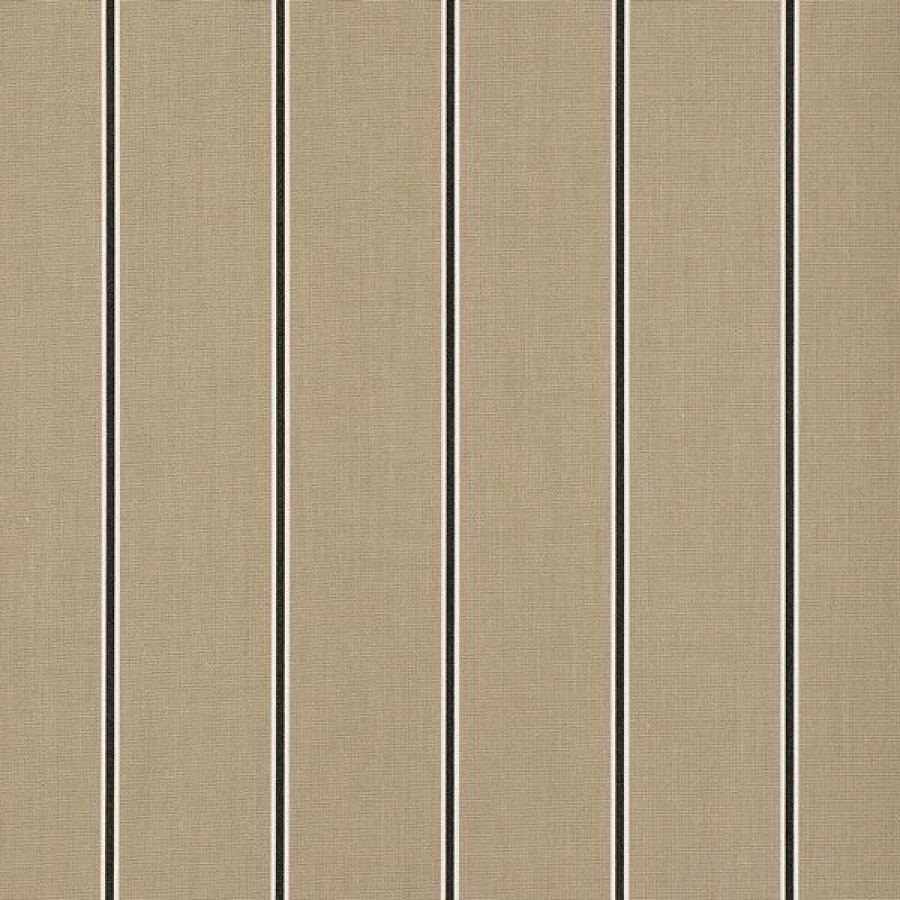 Outdoor Living Fabric * | Sunbrella Awning Stripe 4961-0000 Putty Regimental 46 Fabric