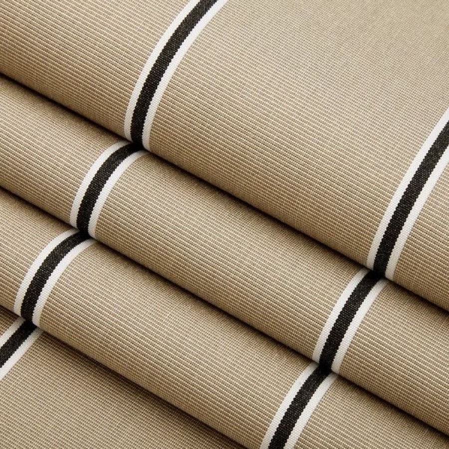 Outdoor Living Fabric * | Sunbrella Awning Stripe 4961-0000 Putty Regimental 46 Fabric