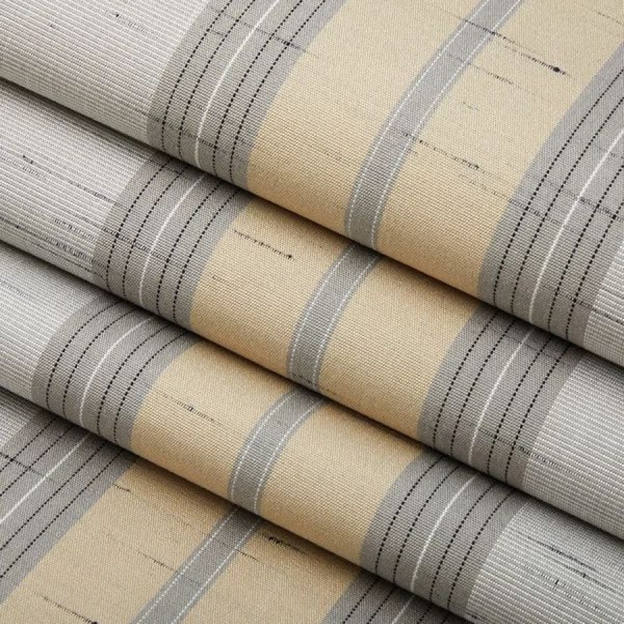 Outdoor Living Fabric * | Sunbrella Awning Stripe 4777-0000 Grey/Beige Chip Fancy 46 Fabric