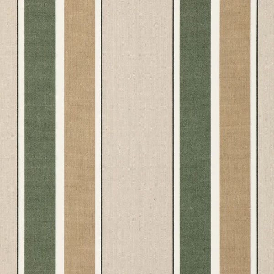 Outdoor Living Fabric * | Sunbrella Awning Stripe 4959-0000 Fern/Heather Beige Block 46 Fabric