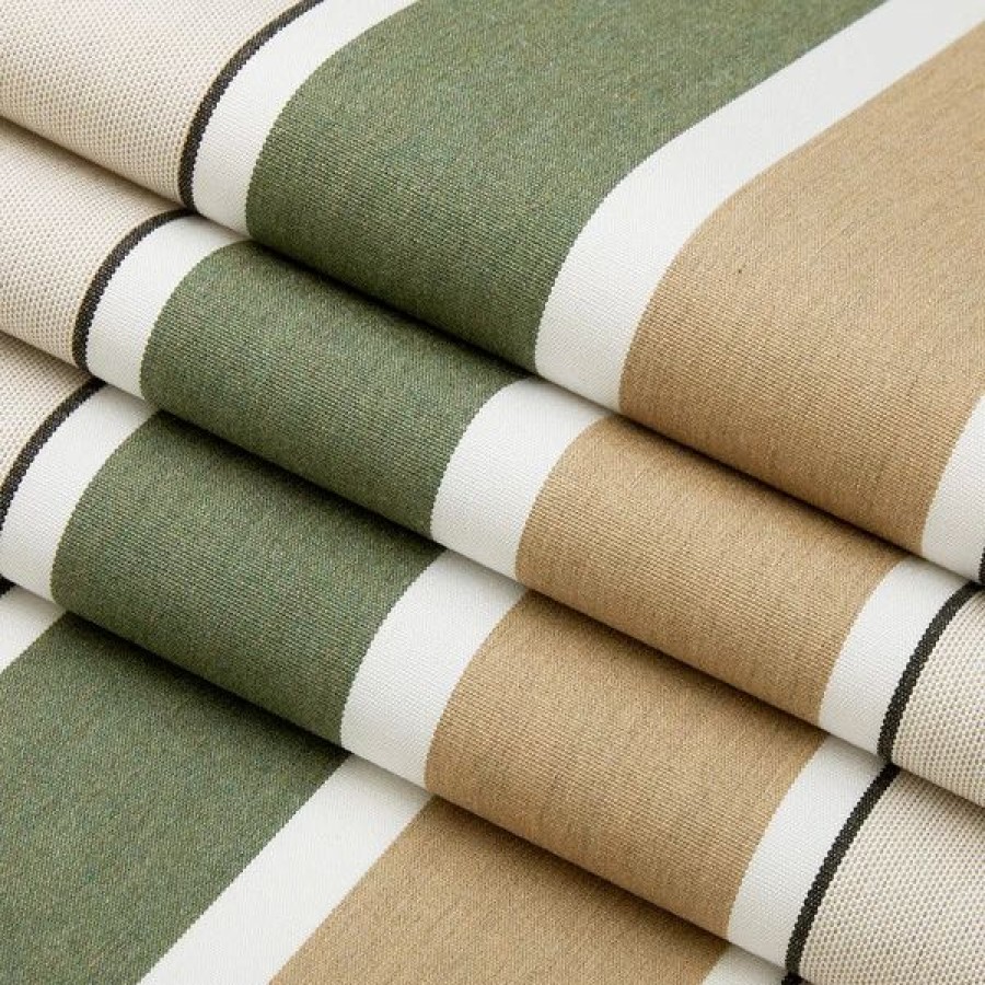 Outdoor Living Fabric * | Sunbrella Awning Stripe 4959-0000 Fern/Heather Beige Block 46 Fabric