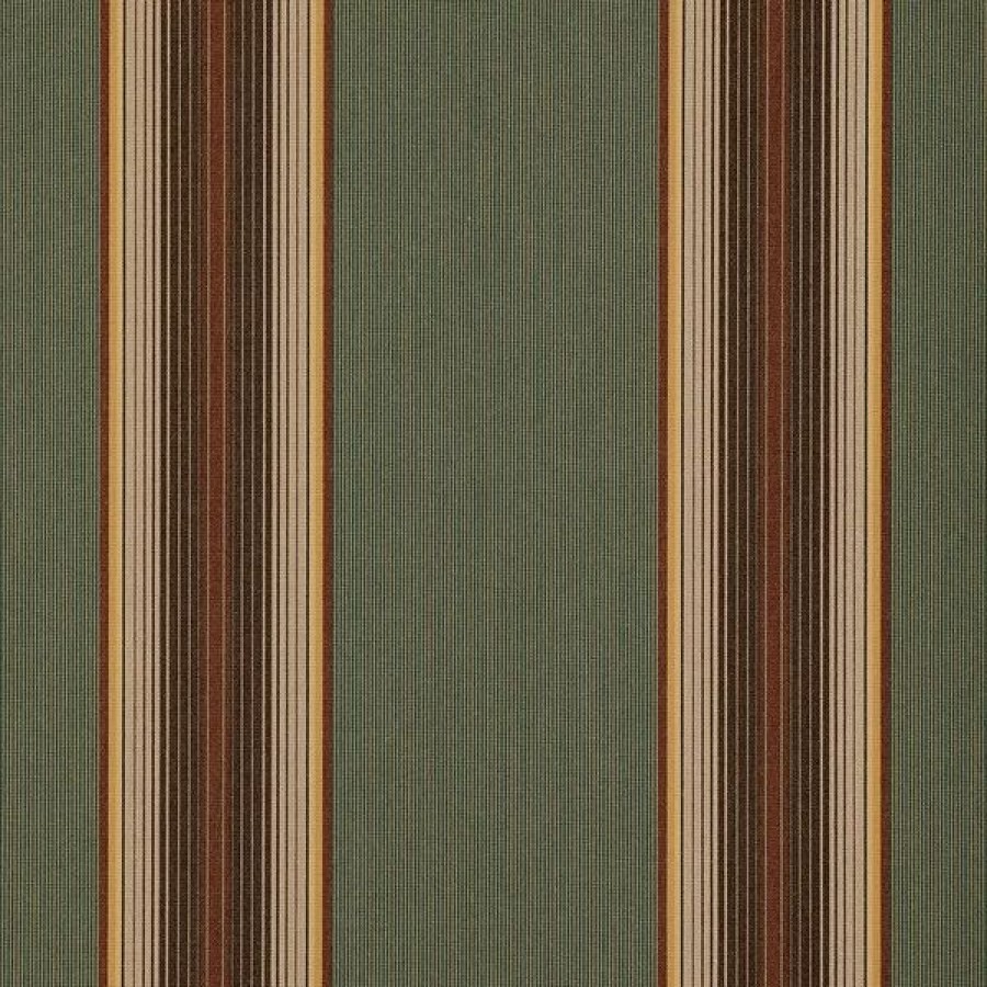 Outdoor Living Fabric * | Sunbrella Awning Stripe 4949-0000 Forest Vintage Bar 46 Fabric