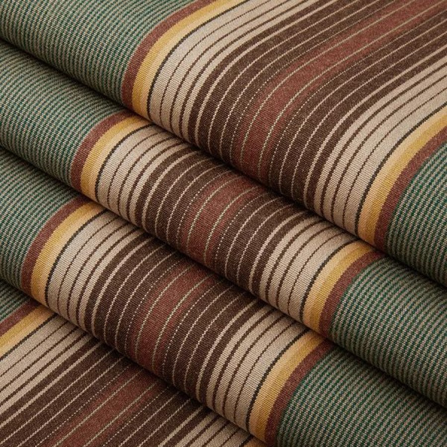 Outdoor Living Fabric * | Sunbrella Awning Stripe 4949-0000 Forest Vintage Bar 46 Fabric